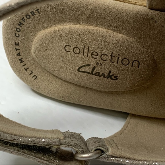 Clarks Lafley Alaina Metallic Wedge Espadrille Sandals Gold 8 - Picture 11 of 15